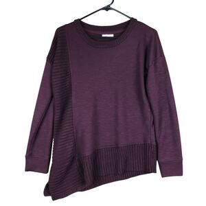 Maurices Womens Sweater Burgundy Crew Neck Asymmetrical Long Sleeve Small